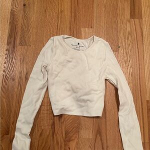 Spiritual Gangster Cream Ribbed Crop Top